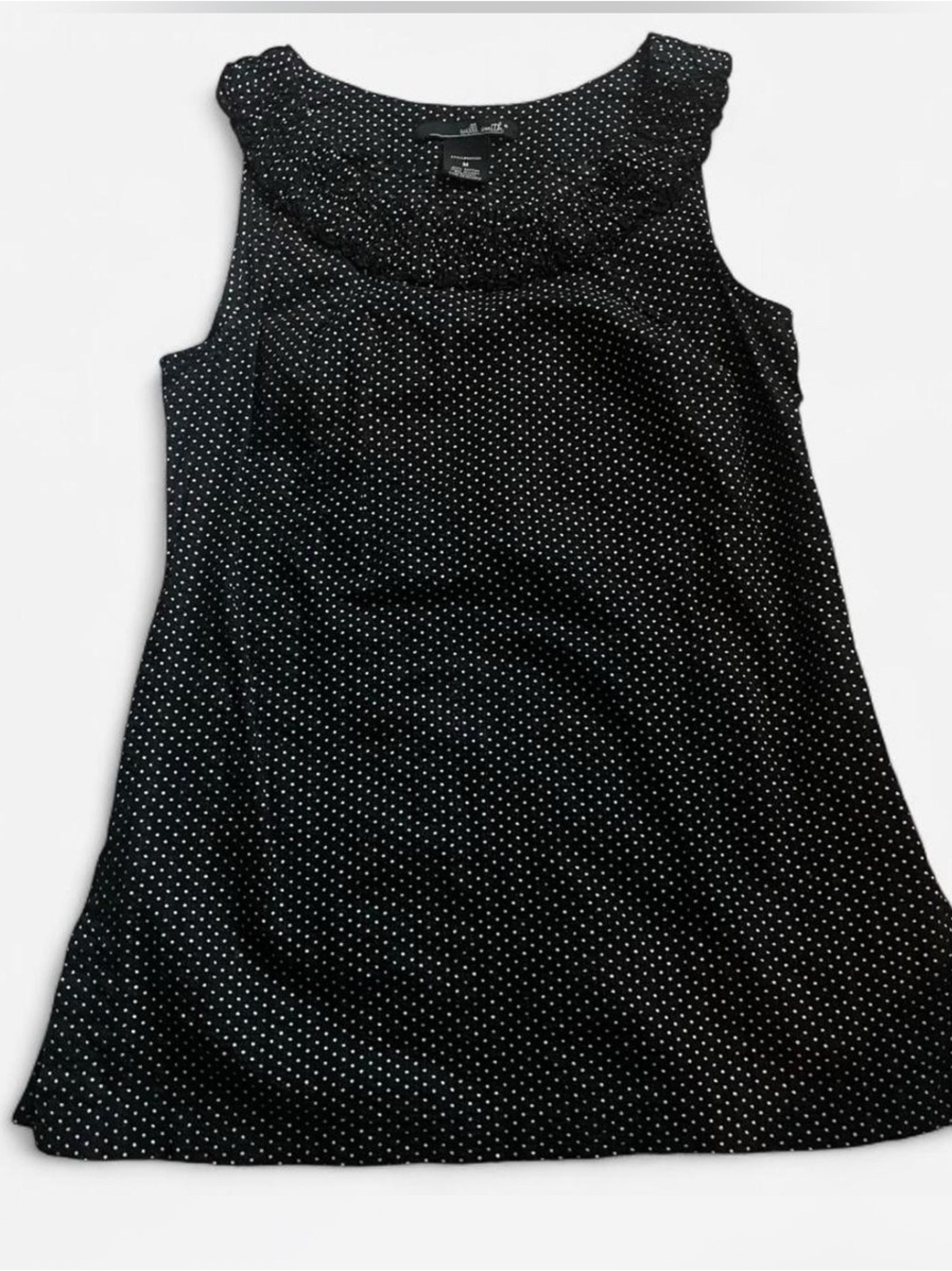 Willi Smith Black Sleeveless Polka Dot Chemise